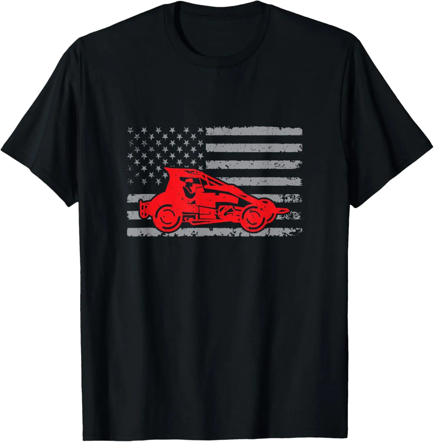 Sprint Car Racing American Flag Dirt Track Racing T-Shirt