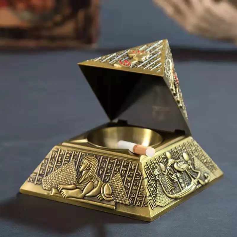 

Creative Furniture Decoration Egyptian Pharaoh Metal Pyramid Ashtray - Smoking Accessories, Herb & Weed Ashtray