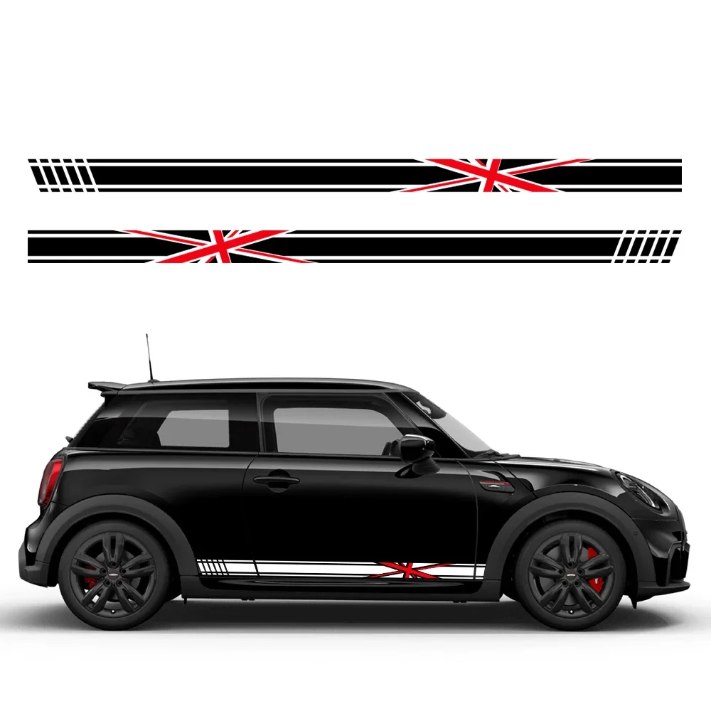 2PCS Union Jack Styling Door Side Stripe Sticker Car Body Decoration Decal For Mini Cooper S JCW One F54 F55 F56 F60 R55 R56 R60