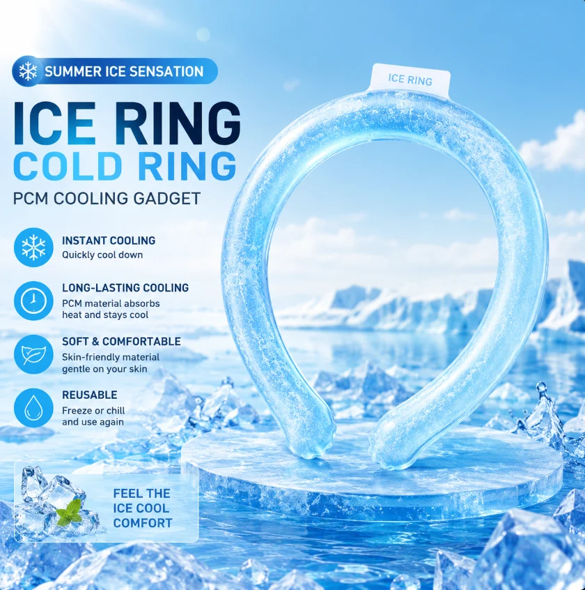 Summer Outdoor Cooling Neck Ring Running Portable Outdoor Sports Cooling Accessories Hands Free Gel Prevention Ice Neck Ring 1pc