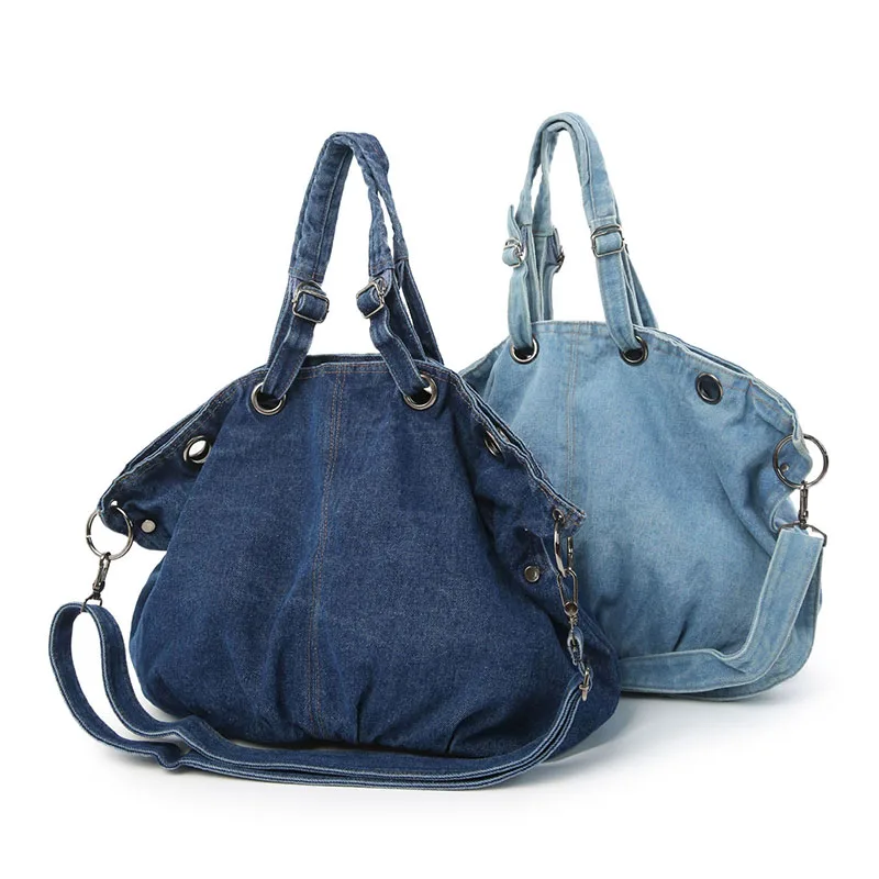 Fashion Autumn Winter Crossbody Tote Soft Denim Totes Bags Women's Large Handbag Shoulder Crossbody Bag For Women deep blue