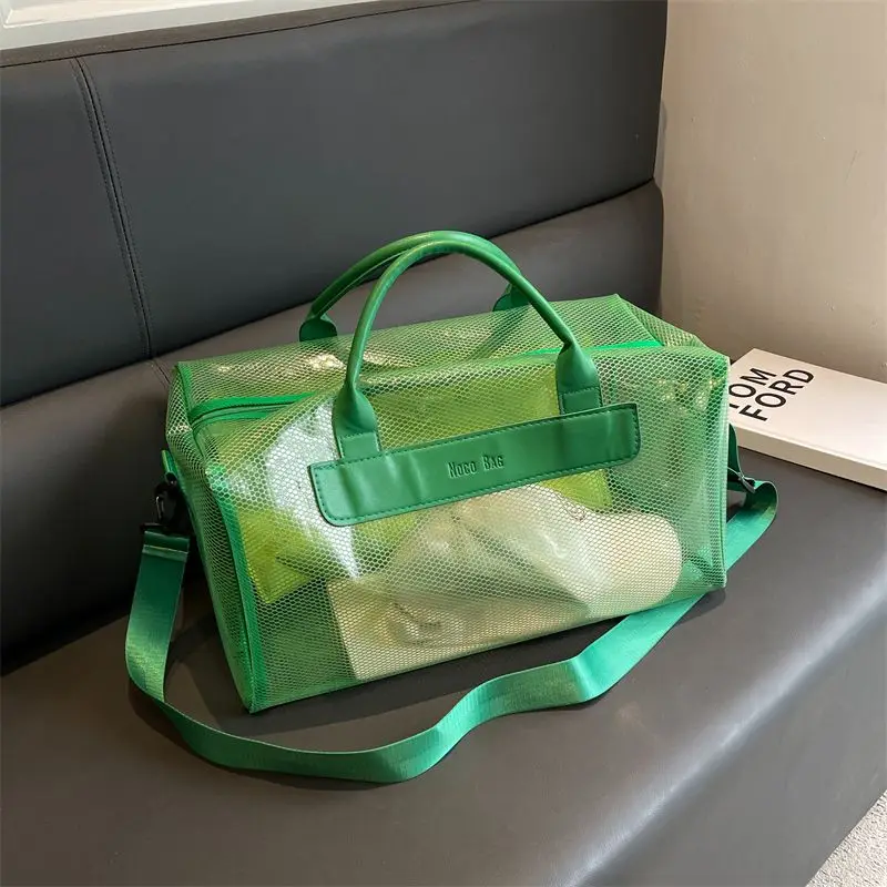 Tas traveling wanita, tas Tote Bag olahraga berenang tahan air transparan jarak pendek, tas Fitness 2024