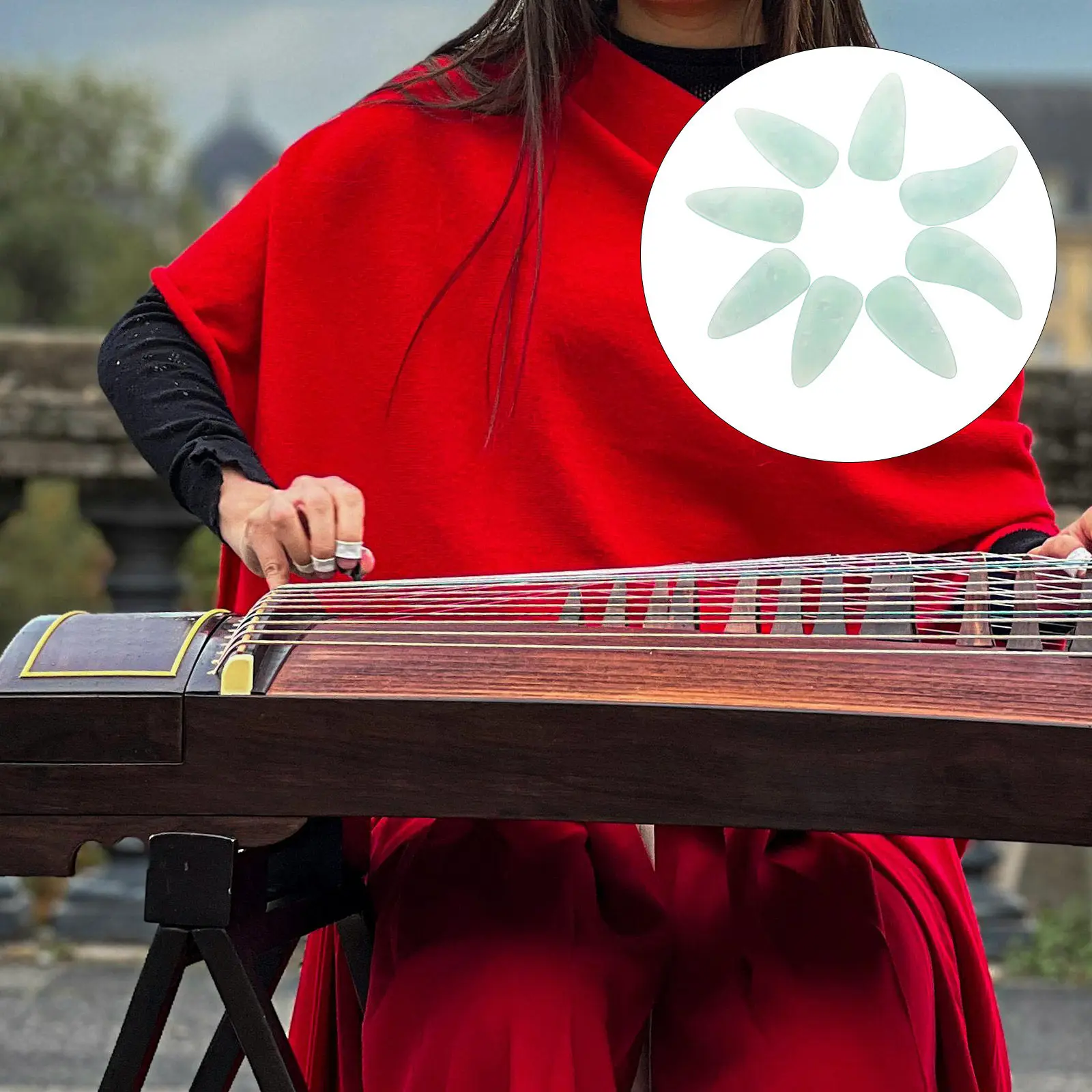 8Pcs Guzheng Finger Picks Set Resin Double-Sided Medium Size for Children 8-15 Beginners Professionals Precise Sound Fingertip