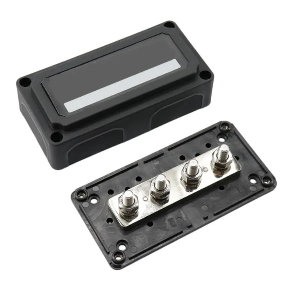 

Robustly Built Bus Bar Distribution Box for Customization in Automotive and Marine Settings with 4 For M8 Terminals