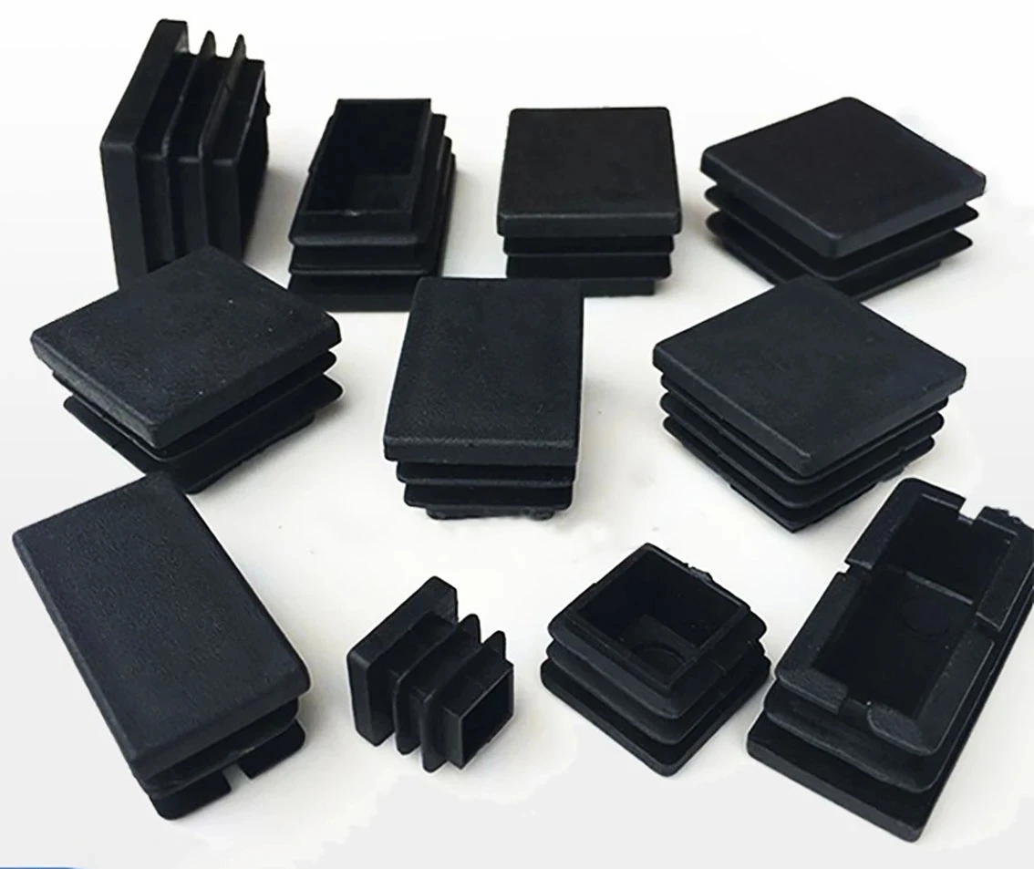 

4-20pcs Black Plastic Table Chairs Legs Hats Tube Pipe Inserts Plug Square/Rectangle Inner Plug Furniture Non-slip Pad 19-100mm