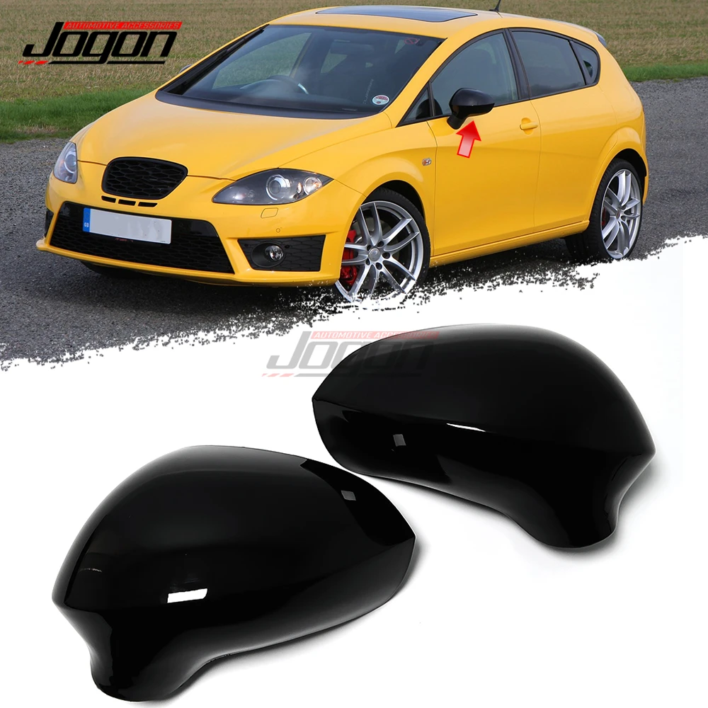 

For Seat Leon MK2 2009-2012 1P Ibiza MK4 6J Exeo 3R Car Accessories Glossy Black Side Wing Rearview Mirror Caps Cover Replace