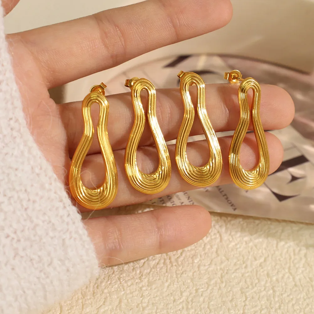 

Retro Exaggerated Irregular Jewelry Eardrop 316L Stainless Steel 18k PVD Gold-plated Waterproof Earrings Valentine's Day Gifts