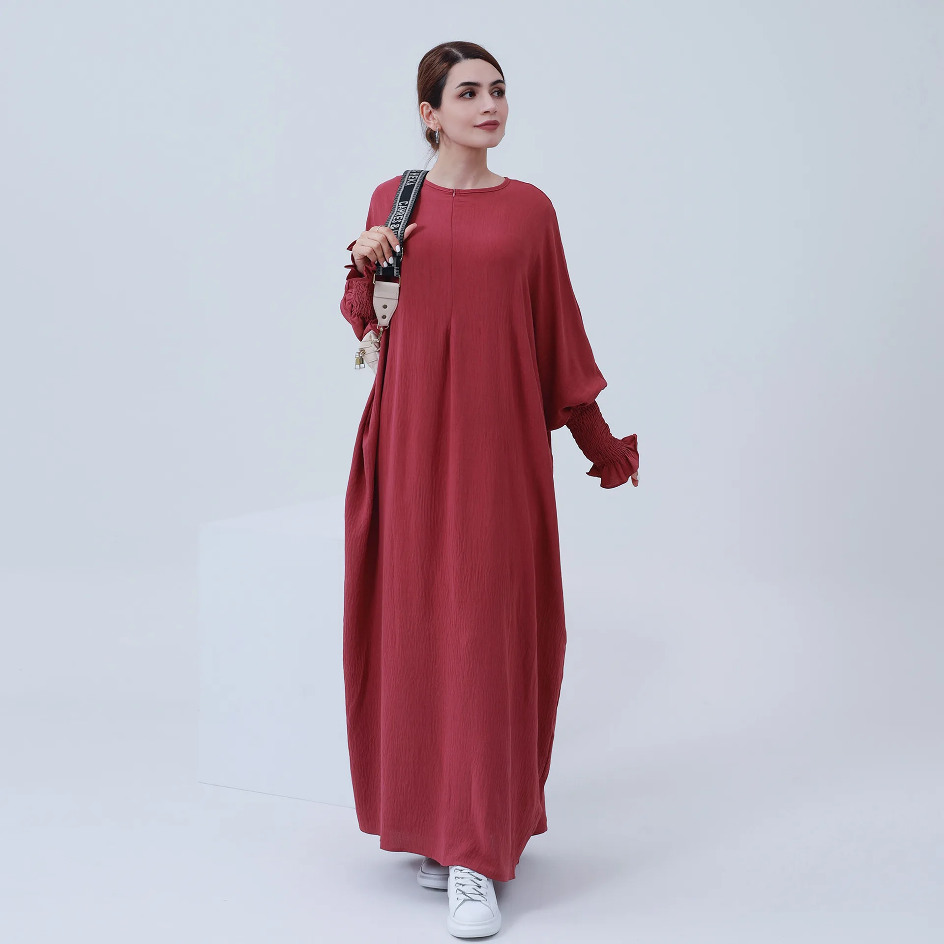 Upgraded 2023 Muslim Dubai Türkiye Solid Tiktok Bat Dress LR616