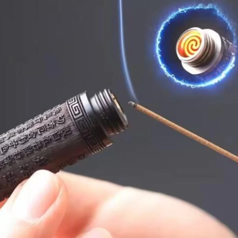 

New Sandalwood USB Charging Lighter, Windproof and Fire resistant Fold, Tungsten Wire Cigarette Lighter, Men's Gift Idea 2026