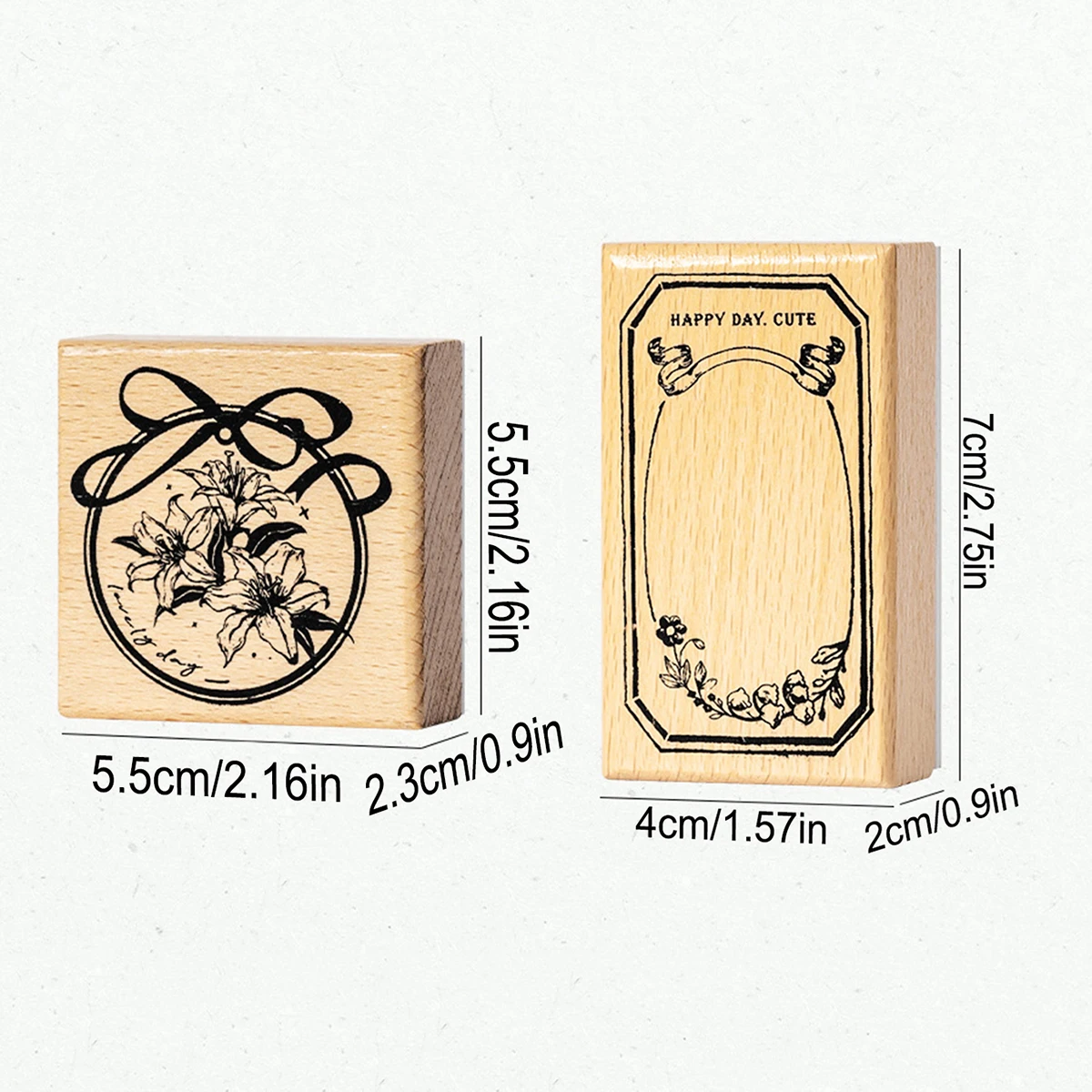 Vintage Floral Wooden Stamps Set, 6 Models for Scrapbooking & Journaling, DIY Handmade Gift, Planner Decor, Rubber Stamps