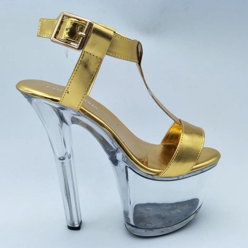 

LAIJIANJINXIA New 17CM/7inches PU Upper Sexy Exotic High Heel Platform Party Women Sandals Pole Dance Shoes Q015