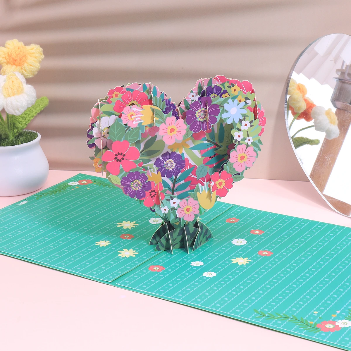 Mother's Day 3D Pop Up Card Floral Heart Design, Beautiful Paper Sculpture Greeting Card for Mom, Gift for Mother's Day,Women