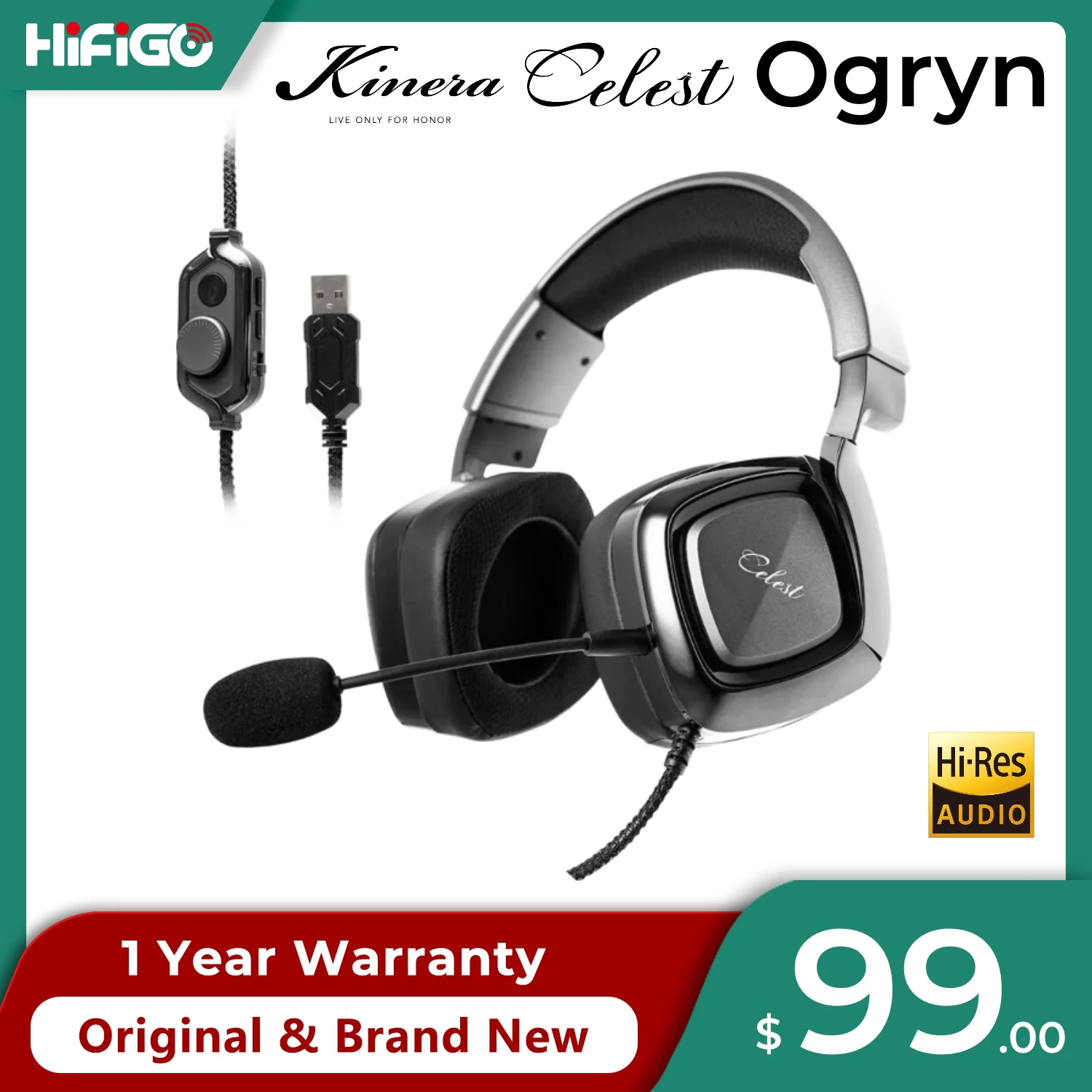 Kinera Celest Ogryn Over-ear Gaming Headphones With Microphone Wired Control 50mm Large Driver Headset For PC/PS4/PS5/Xbox