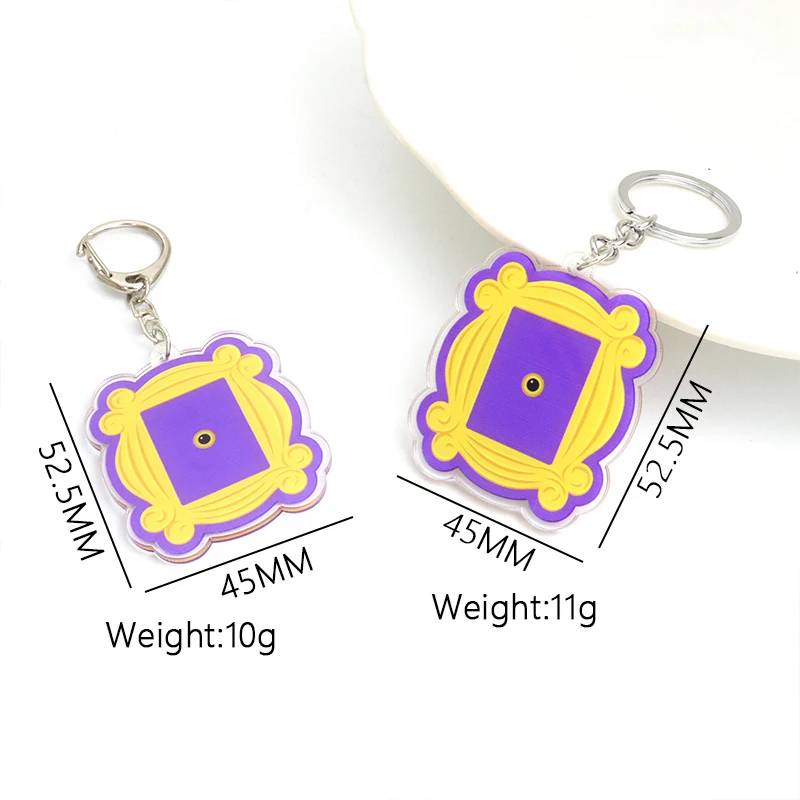 Sitcom Friends Theme Acrylic Keychain Double Sided Cartoon Design Keyring Bag Keys Funny Pendants Accessories Gift for Friends