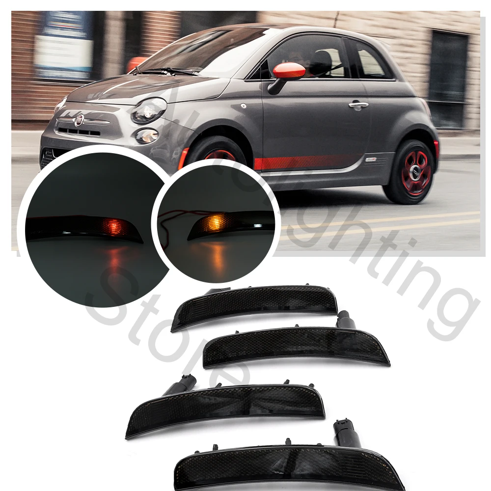 4PCS For Fiat 500 Sport 2012-2017 500E 2013-2019 Front ＆ Rear Bumper Led OEM Side Marker Turn Signal Indicator light #68085232AB