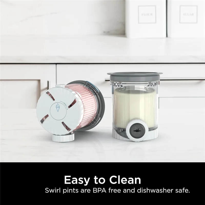 ABRG-2Pack Pints and Lids لسلسلة Ninja Swirl NC700 آلة صنع الآيس كريم والناعمة آمنة للاستخدام في غسالة الأطباق XSK7PNTLD2