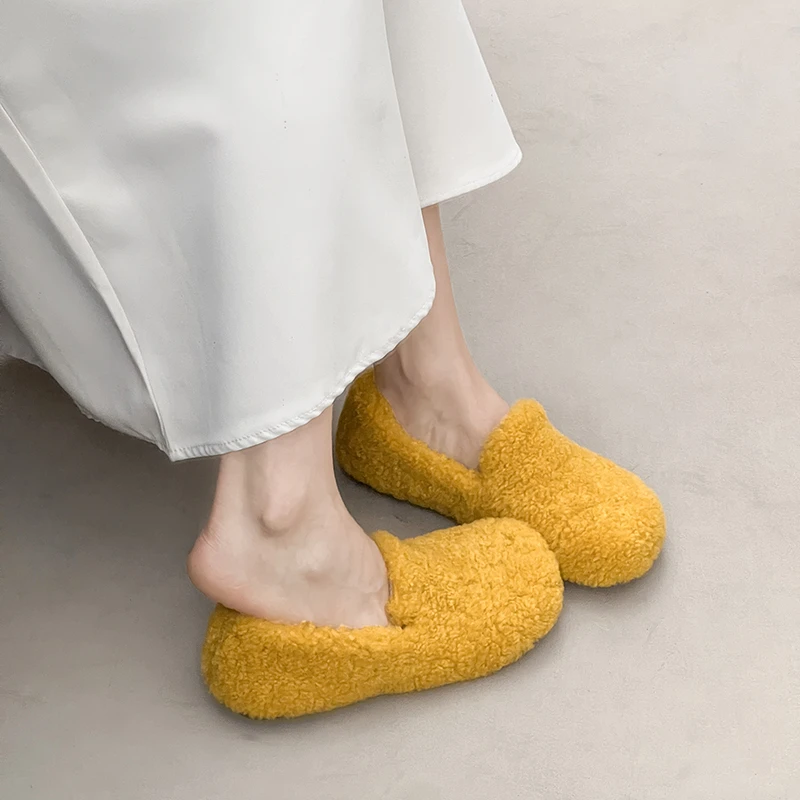 

Зимняя женская утепленная теплая хлопковая обувь, флисовые фигурные плюшевые лоферы, термосапоги, мягкие ботильоны без шнуровки на плоской подошве, женская домашняя обувь