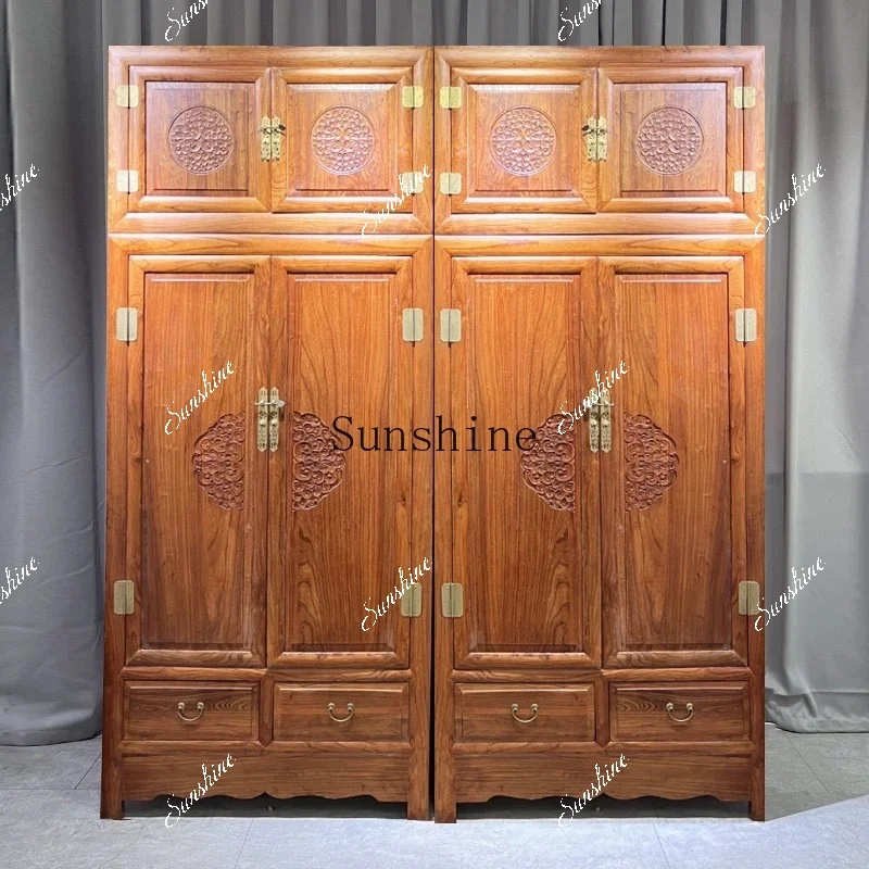 

Chinese solid wood wardrobe top box locker bedroom north old elm FT
