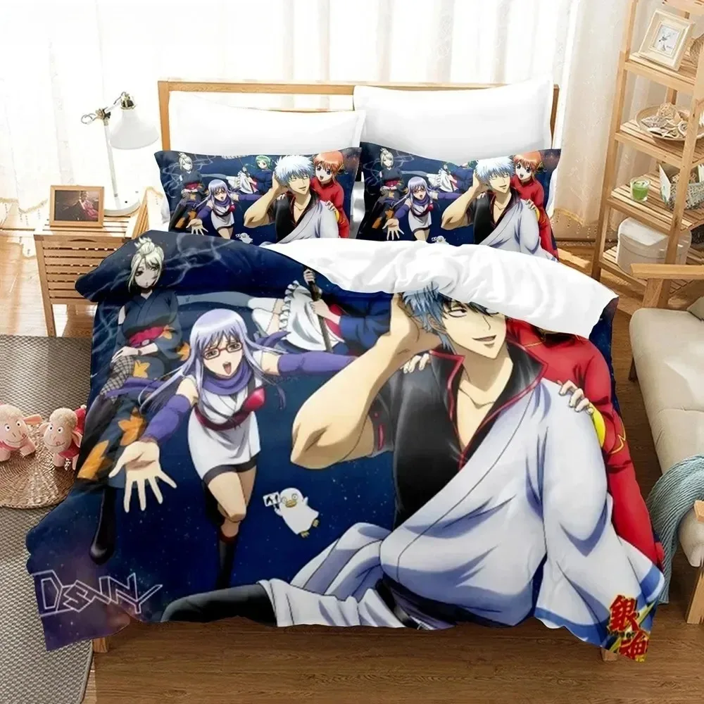 

NEW 3D Anime Gintama Bedding Set Quilt Cover Pillowcases Single Double Full Queen King Kids Teens 3D Sakata Gintoki Duvet Cover