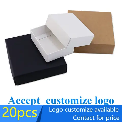 20 Pcs Kraft Paper Carton Box Large Gift Box Black White Gift Box Lid Cardboard Paper Box Big Gift Packaging Box Cosmetic Packin
