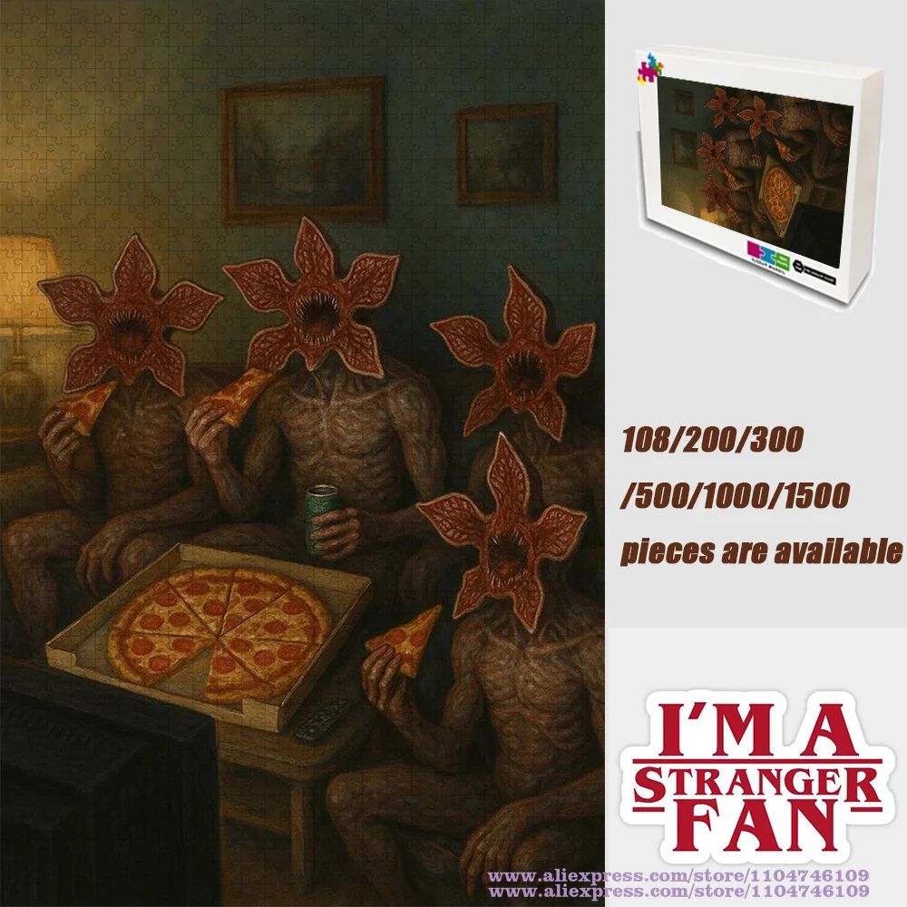 

Пазл «Очень странные дела» Демогоргоны, пазлы для пиццы, 108/200/300/500/1000/1500 шт., интеллектуальные пазлы, подарки на день рождения