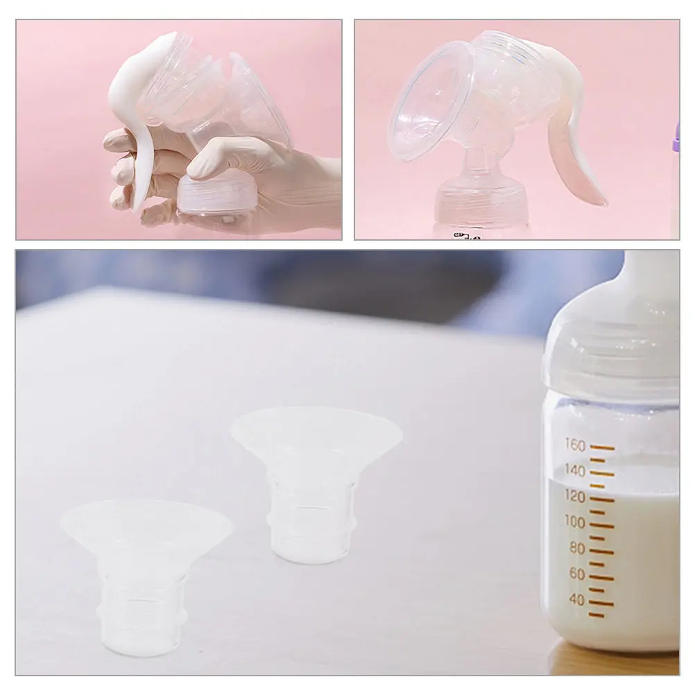 2Pcs Breast Pump Flange Inserts Silicone Replacement Wearable Breast Pump Parts Reusable Washable Small Clear Insert Kit