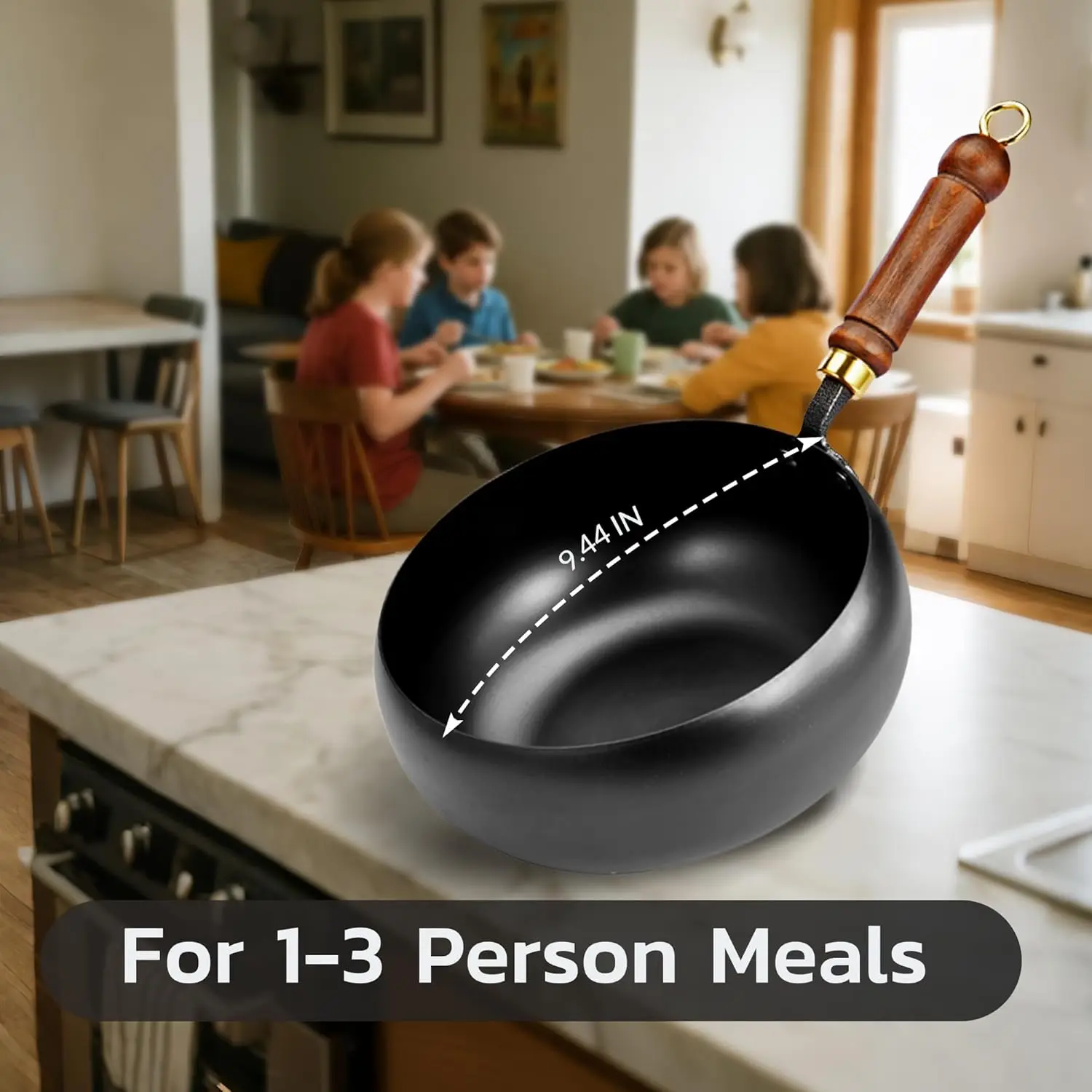 

Uncoated Iron Pan, Nonstick Wok Hand Forged Iron Pan with Lid Stir Fry Wok Skillet for Cooking for Daily Home,Kitchen Use