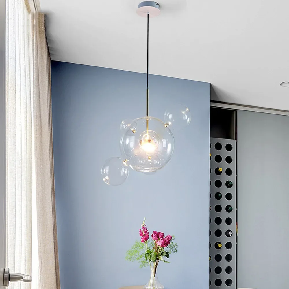 Italian Glass Bubble Chandelier  Pendant Light Living Room Ceiling Hanging Suspension Lamp