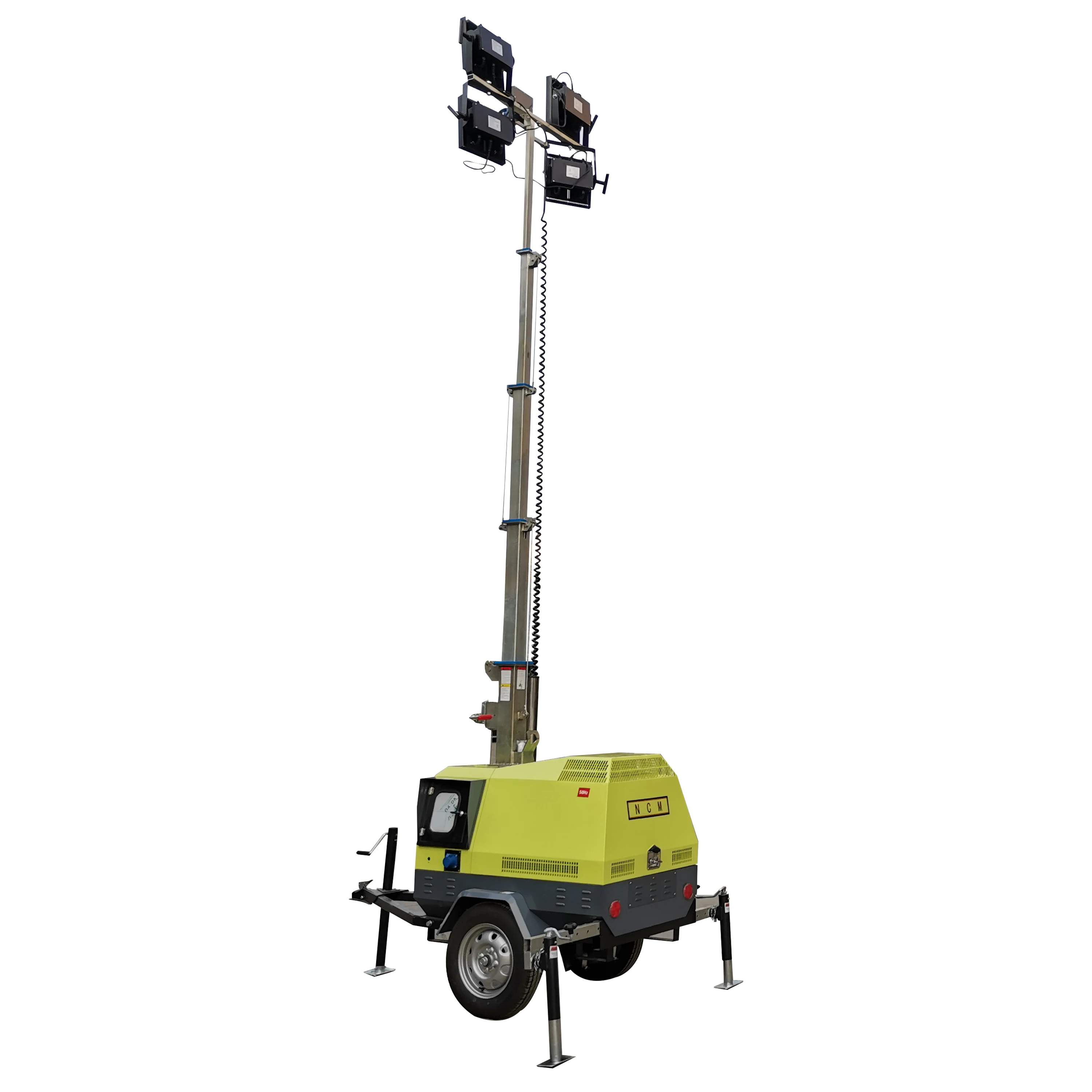 5M Diesel Generator 4x1000W Mobile Light Towers Telescopic Mast Portable Outdoor Lighting Tower
