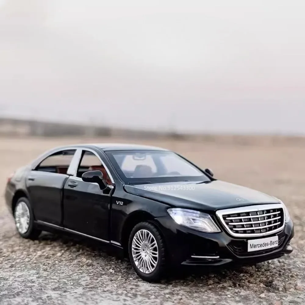 1/32 Scale Mercedes-Benz Maybach S600 Car Model Toy Sound Light Pull Back Metal Diecast Ornaments Collection Boys Kids Toys Gift