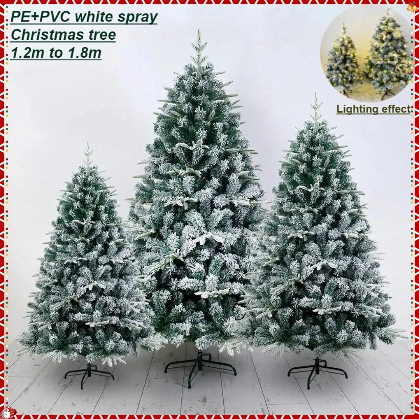 

Artificial Christmas Tree PE+PVC Mixed Snow Spray Fusing Christmas Tree 120cm-180cm Family Christmas Atmosphere Party Decoration
