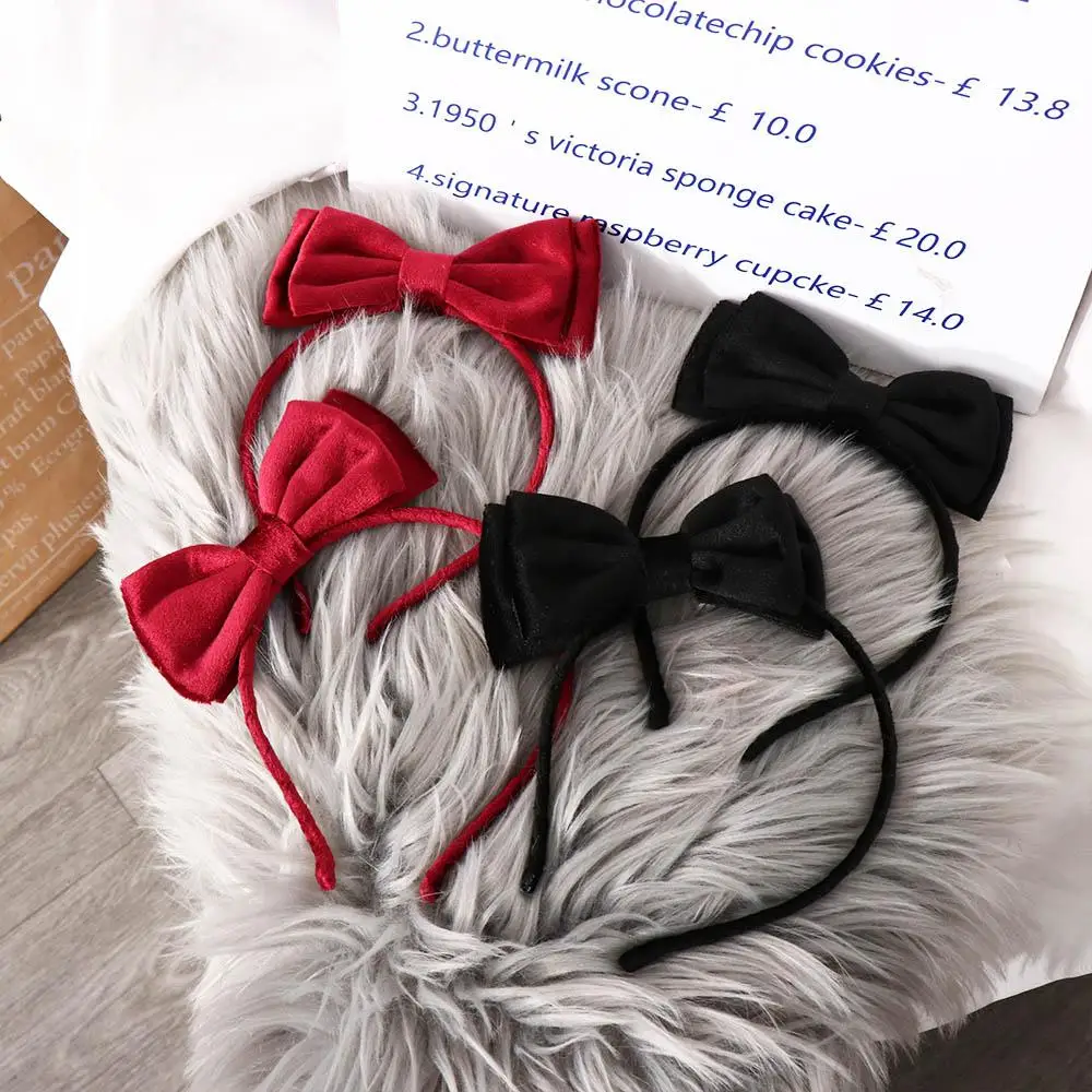 

Retro Double Layer Bow Cloth For Girls Non-slip Velvet Bow Hair Band Sweet Decoration Princess Hair Hoop Children Hair Band