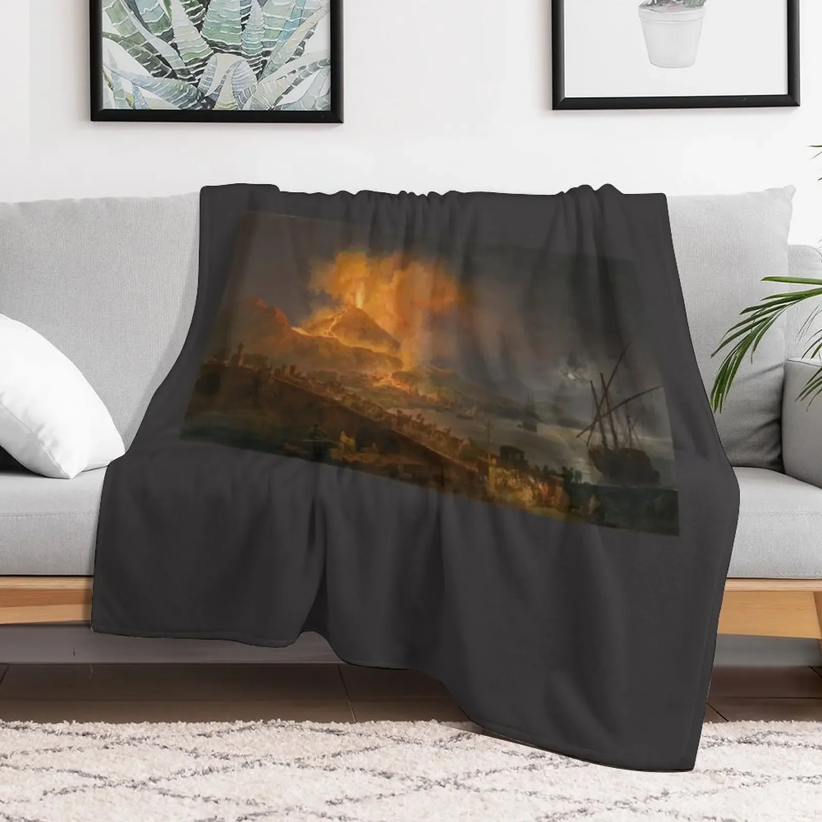 Pierre-Jacques Volaire - The Eruption of Mt. Vesuvius Throw Blanket Hairys funny gift Designers Softest Blankets