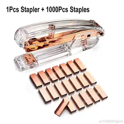DELVTCH Transparent Stapler + 1000Pcs Metal 12# 24/6 Staples Rose Silver Set Office Accessories School Stationery Binding Supply