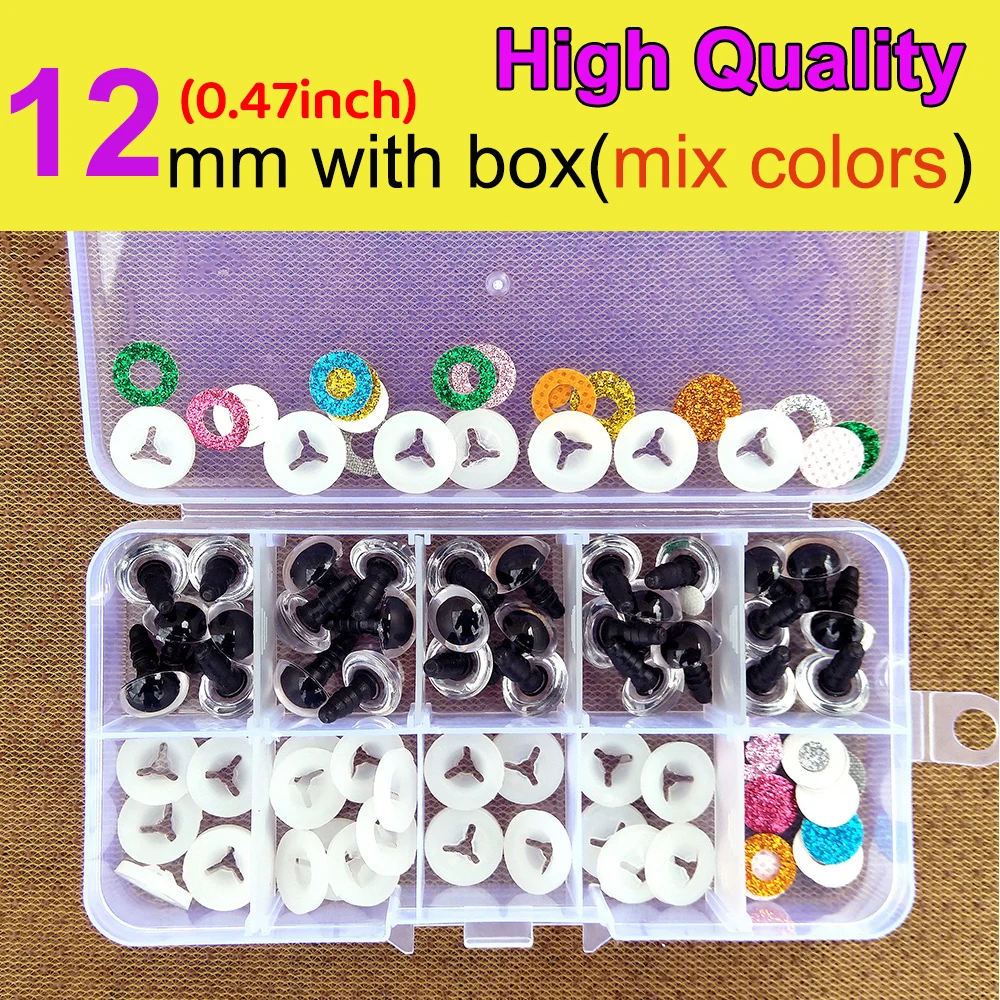 

30pcs 3D Plastic Glitter Safety Eyes For Crochet Toys Amigurumi Diy Mixed colors 9mm 10mm 12mm 14mm 16mm DIY Toy Eyes Animal