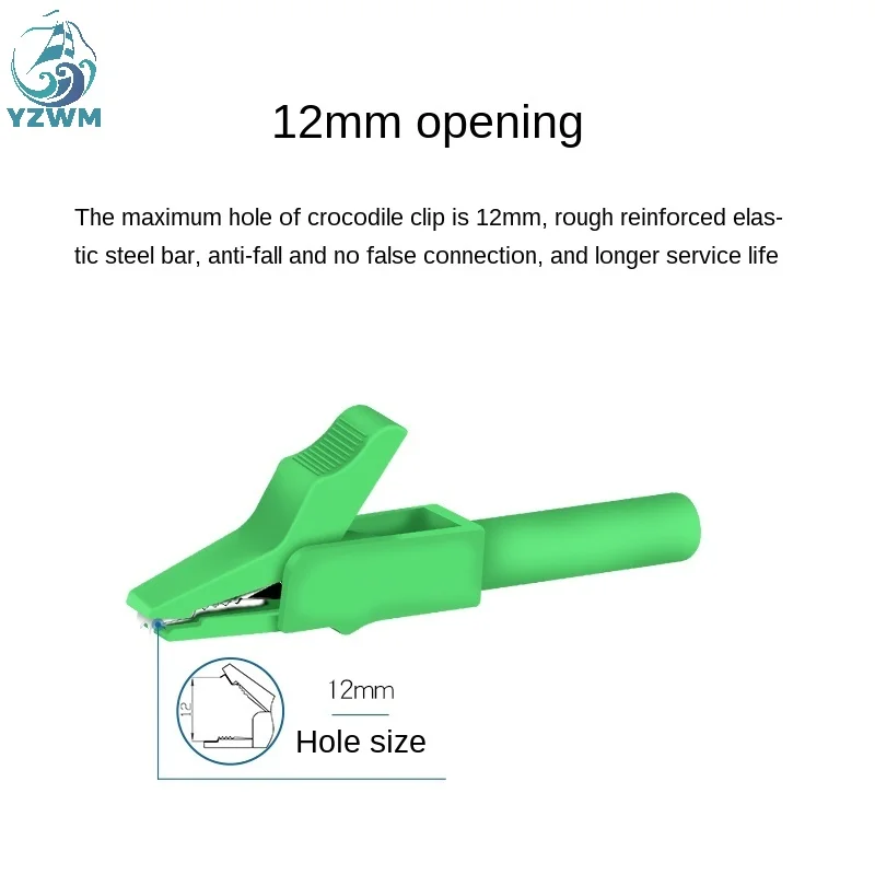 YZWM 12mm otwarty otwór miedzi wysoki prąd w pełni izolowane zacisk krokodylkowy 15A / 300V włożyć 4mm złącze wtykowe bananowe — zdjęcie 3