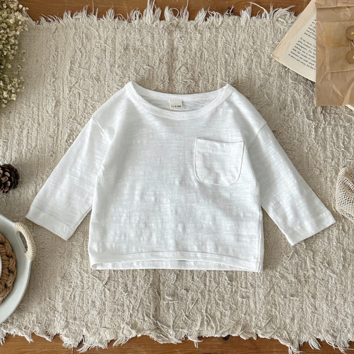 Spring/Autumn Baby T-shirt Pure Cotton Infant Girls Solid Color Tee Loose Thin Comfortable Toddler Cothes Boys Tops 0-3Y