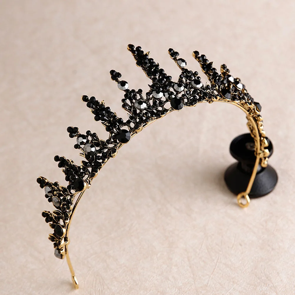 

1pc Crystal Crown Black Durable Hard Alloy Rhinestone Bridal Wedding Prom Birthday Engagement Party Vintage Women Hair Tiara