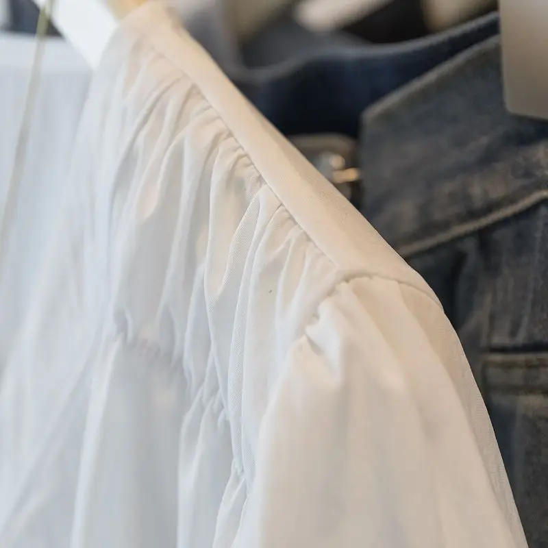 200 Pounds Plus Size Elastische Taille Büro-Damen-Trendhemd und Bluse Einfarbiges Oberteil Damenbekleidung V-Ausschnitt French Chic Basics – Detail 39