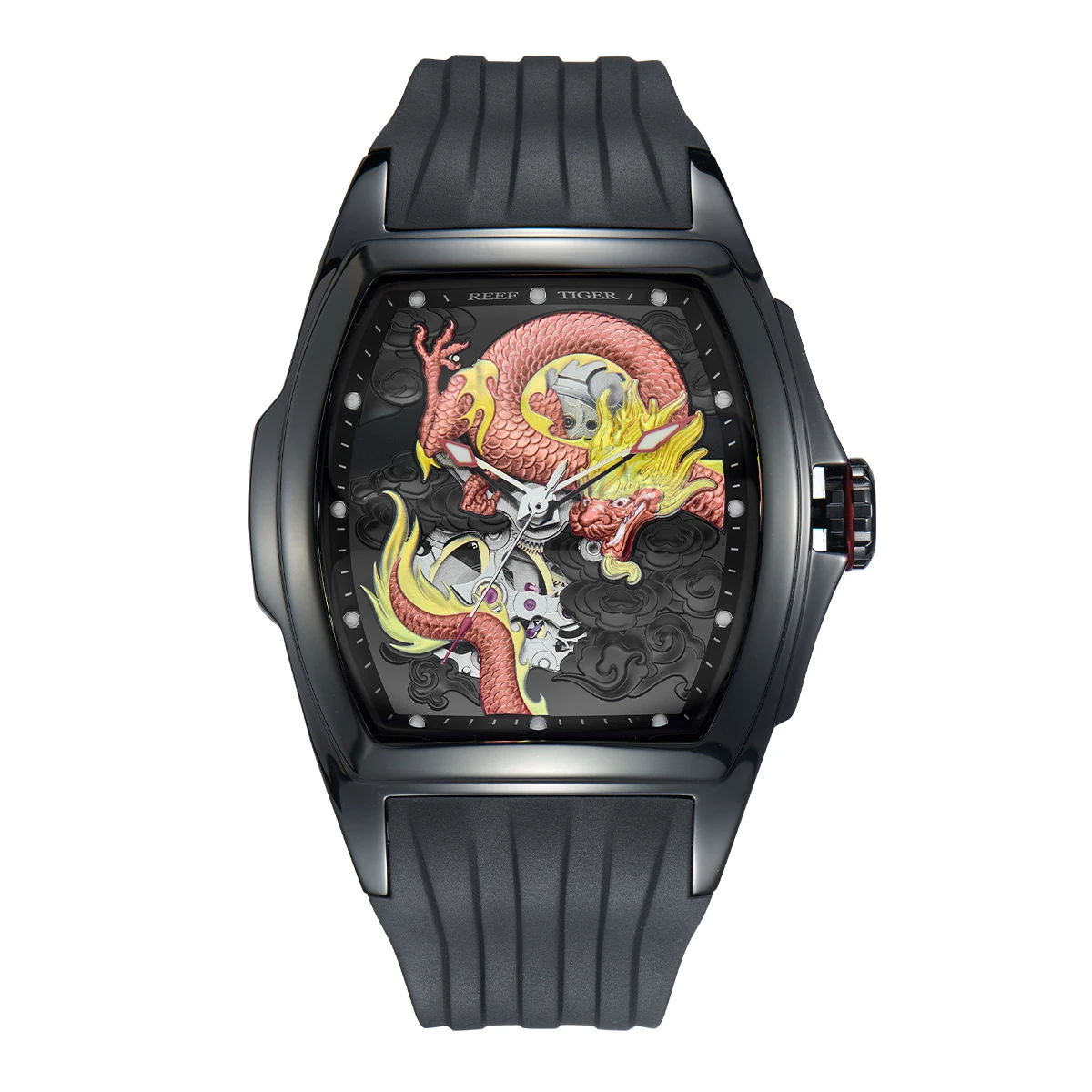ريف تايجر ساعة أوتوماتيكية للرجال 44.6 ملم تونيو ساعة يد ميكانيكية مضيئة 50 متر مقاومة للماء الياقوت التنين الهاتفي