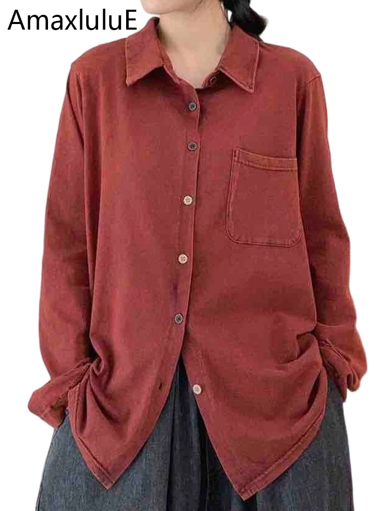 

Amax LuluE 2025 Japanese Blouses Womens Fashion Classic Casual Vintage Loose Shirts Females Luxury Harajuku Elegant Cotton Tops
