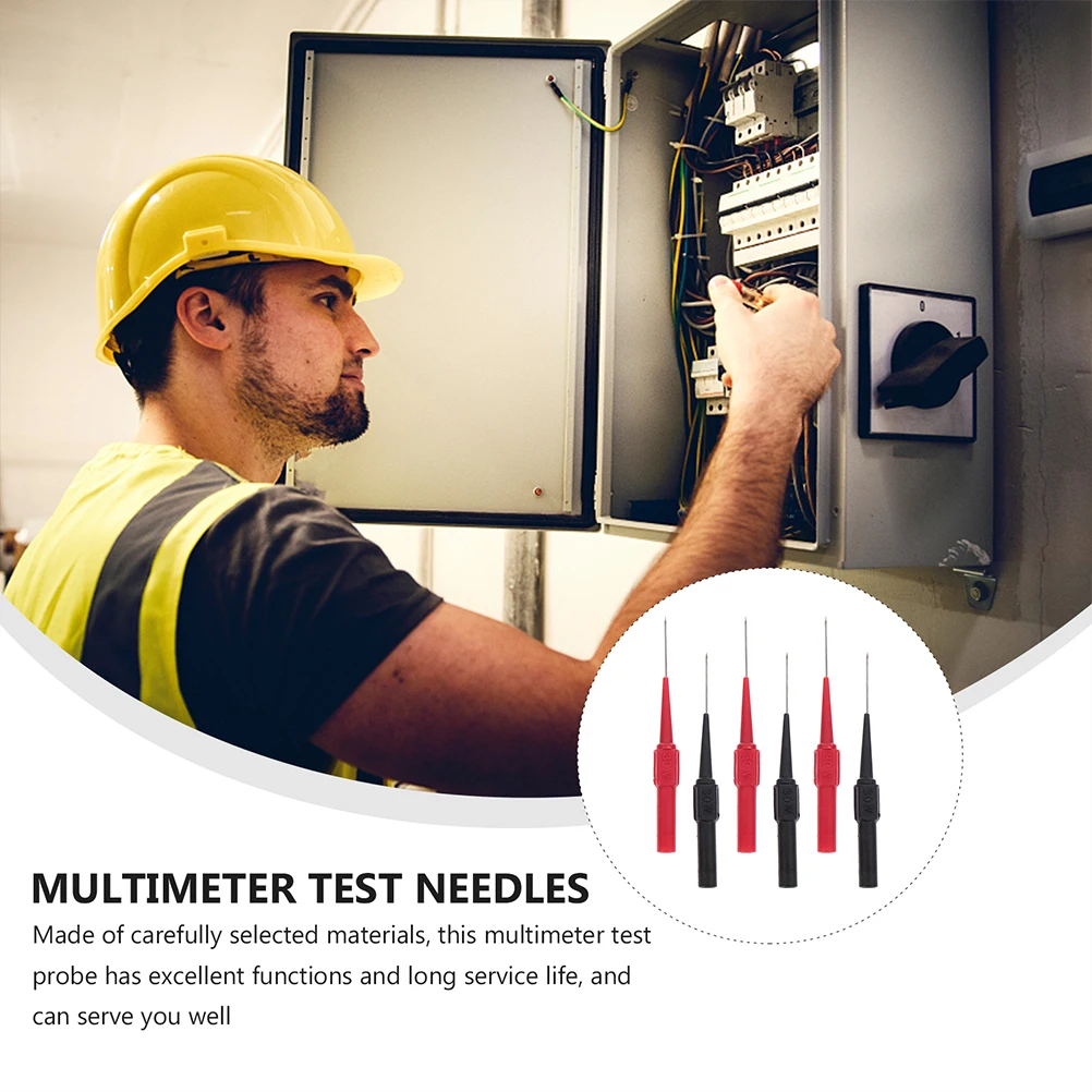 

6Pcs Wire Piercing Probe Nickel Plated Brass Multimeter Test Lead Repair Tool Test Probes Wire Piercer Banana Plug