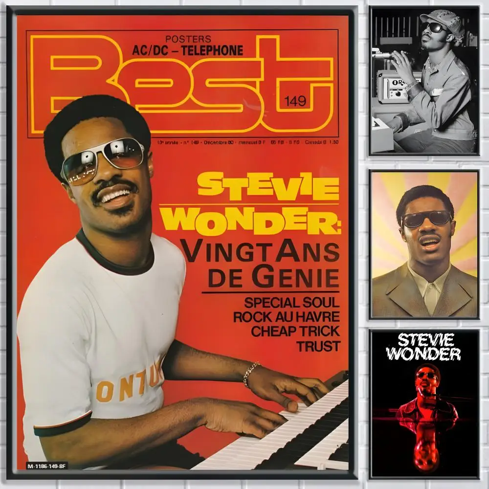 Singer S-Stevie Wonder Poster HD Self Adhesive Waterproof Wall Art Ideal for Home Office Dorm Bedroom Great Gift