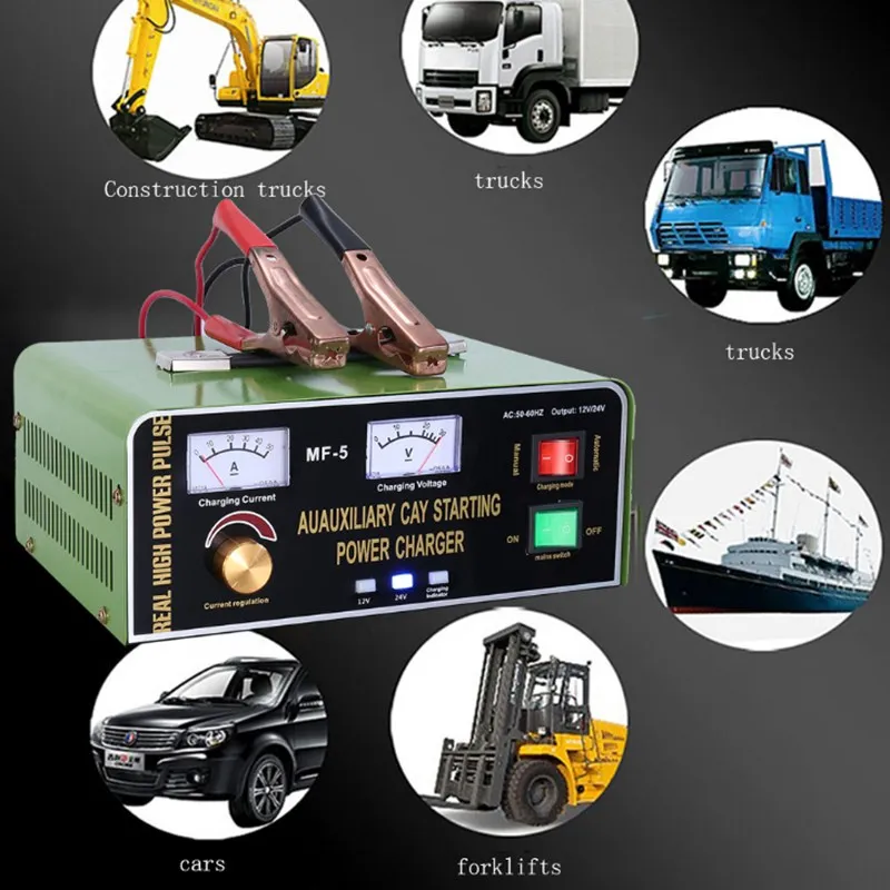 800WHigh Power Smart Battery Charger for 12V24V Car Truck Boat Forklift Battery Charge Device Intelligent Pulse Repair Charger