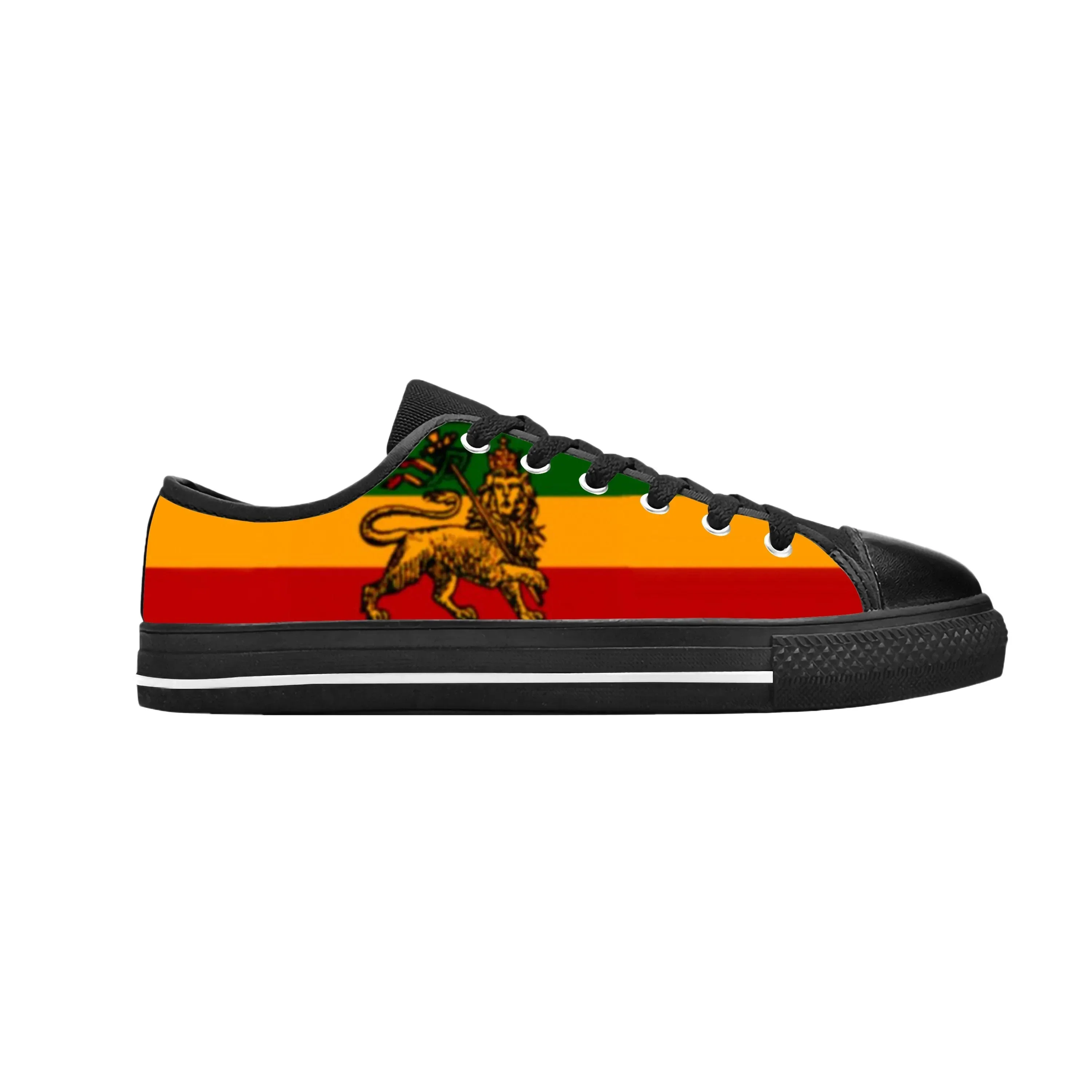 

Ethiopia Ethiopian Flag Lion Of Judah Rasta Reggae Casual Cloth Shoes Low Top Comfortable Breathable 3D Print Men Women Sneakers