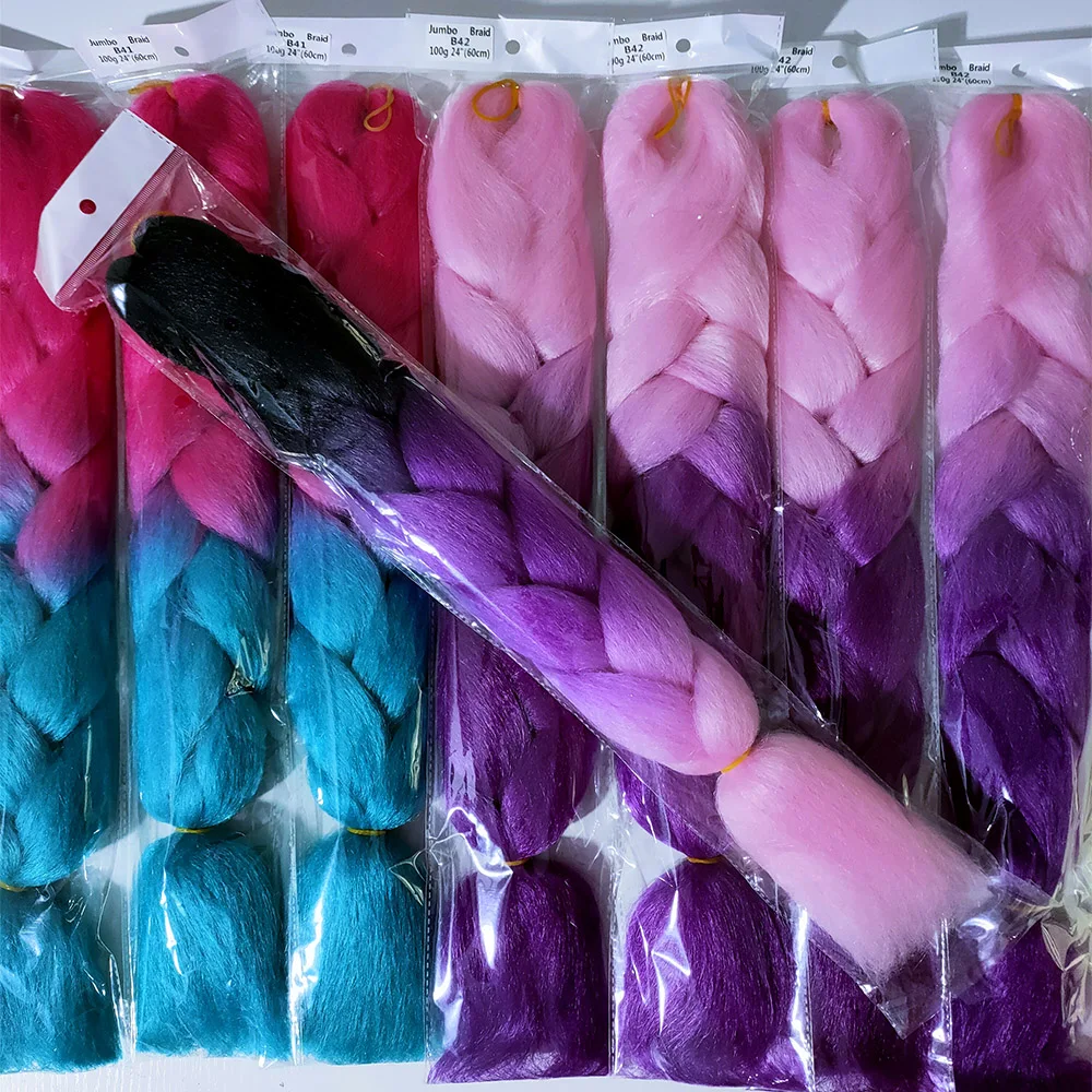 Über 105 Farbe 100g 24 zoll Ombre Haar Jumbo Braid Haar Ausdruck Für Häkeln Box Zöpfe Synthetische Haar Kanekalon großhandel