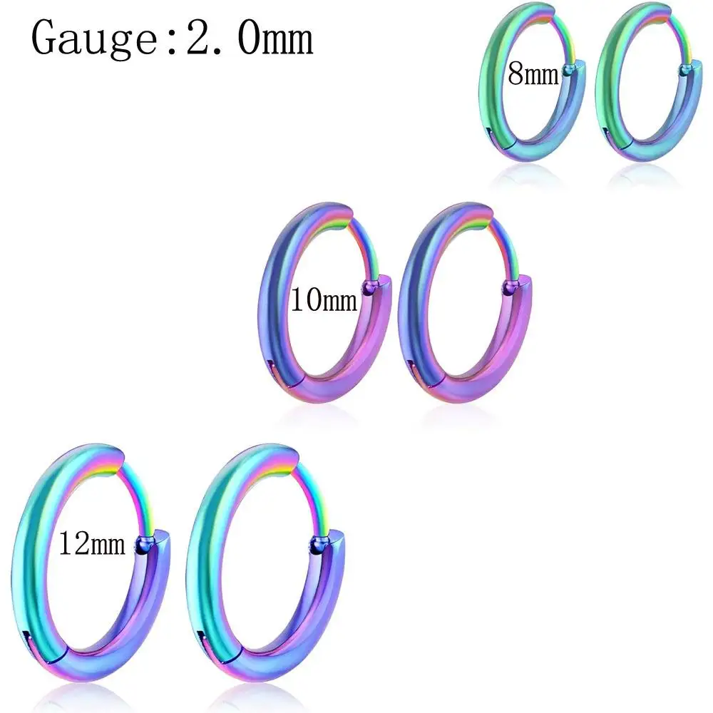 1/3Pairs Surgical Stainless Steel Small Hoop Earrings 8mm 10mm 12mm Hypoallergenic Thin Hoop for Cartilage Earrings Lightweight