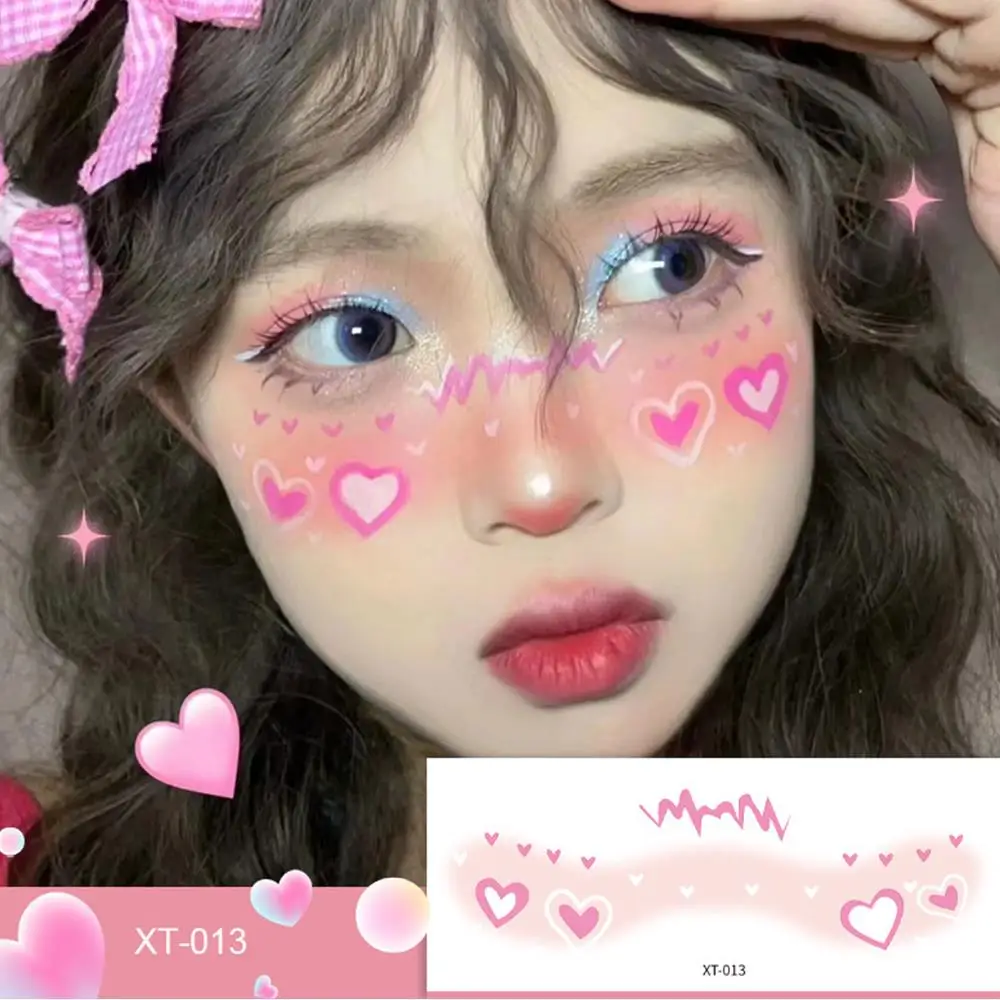 Girls Sweet Cute Self Adhesive Face Sticker Valentine's Day Sticker Powder Blusher Sticker Love Star Set Face Art Makeup Sticker