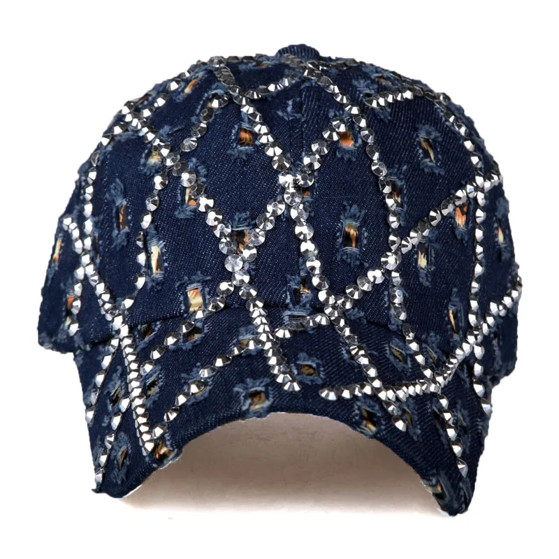 [YARBUU] New Fashion Four Seasons Baseball Cap For Women Hole  Denim Gorras Rhinestone Caps Casquette Hats Trucker Hats