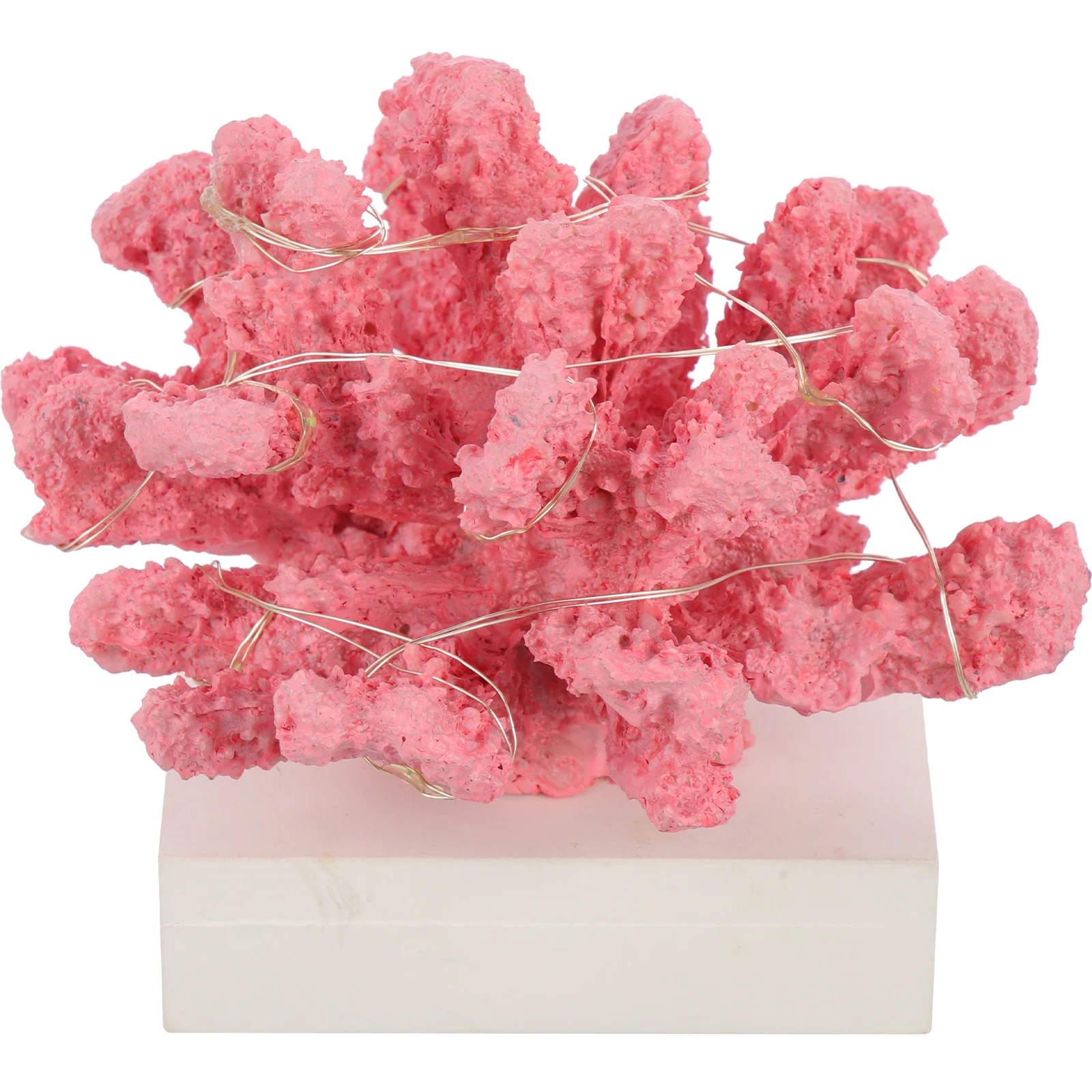 

Pink Lighted Coral Decorations Volcanic Shape Fish Tank Decorative Corals LED Resin